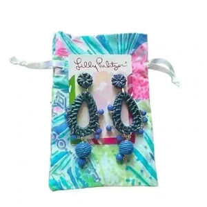 NWT Lilly Pulitzer Raffia Beaded Drop Earrings